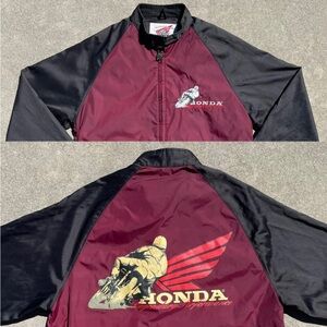 Vtg 90’s Honda Legendary Motorcycles Burgundy Zip-Up Windbreaker Jacket Size S
